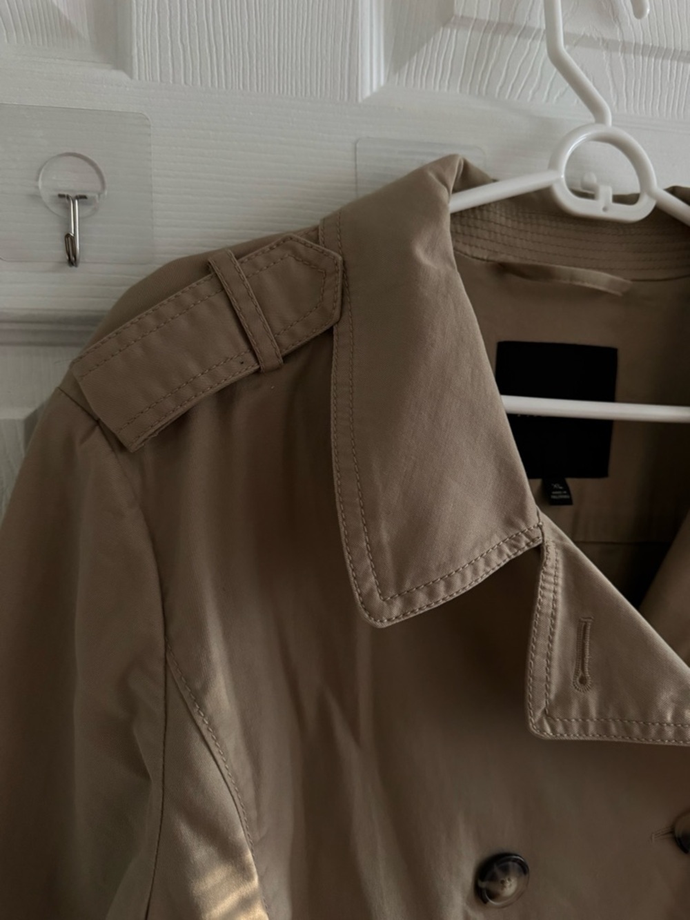 Trench Jacket Short Length Cotton Khaki XL - Picture 11 of 14